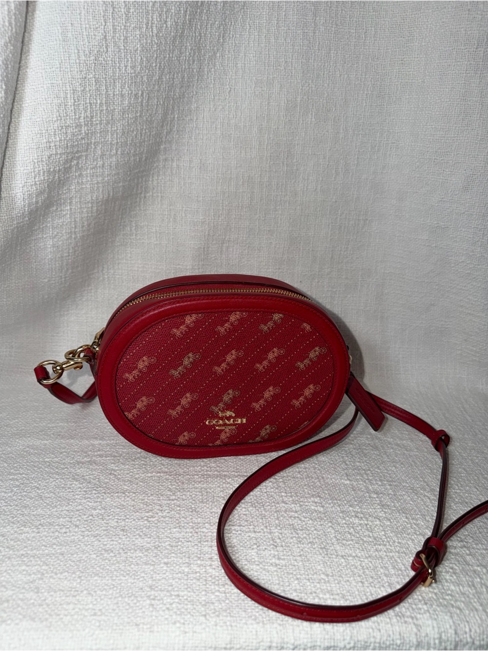 Coach Red Signature Oval Crossbody